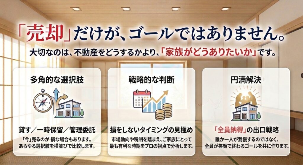 ⑦ 売却か、売らないかも含めて整理できる（安心ゾーン）