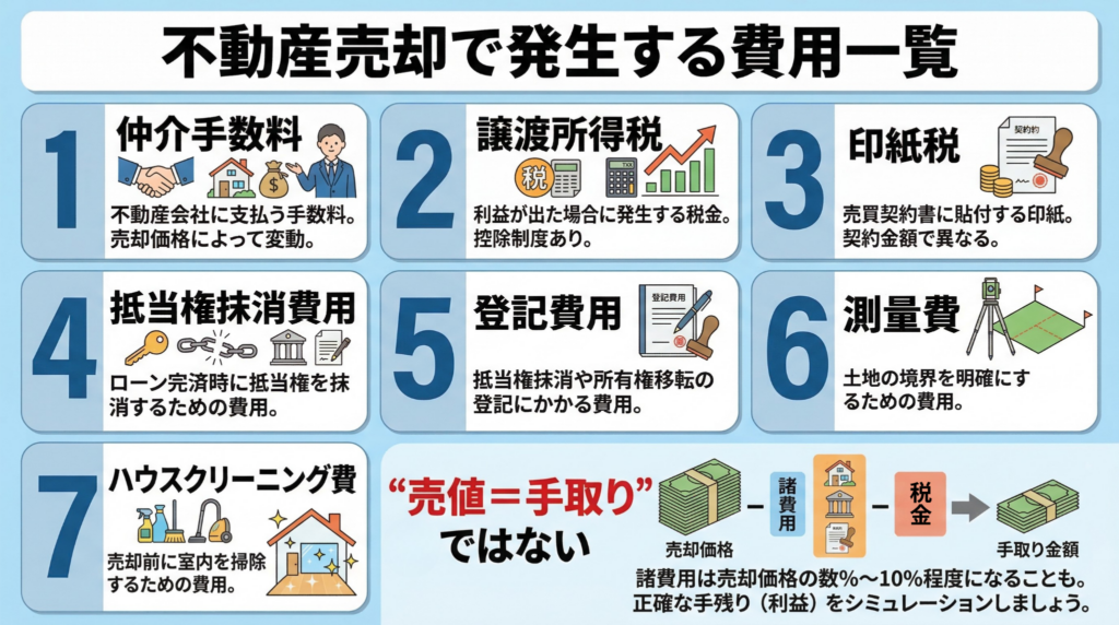 売却で発生する費用一覧