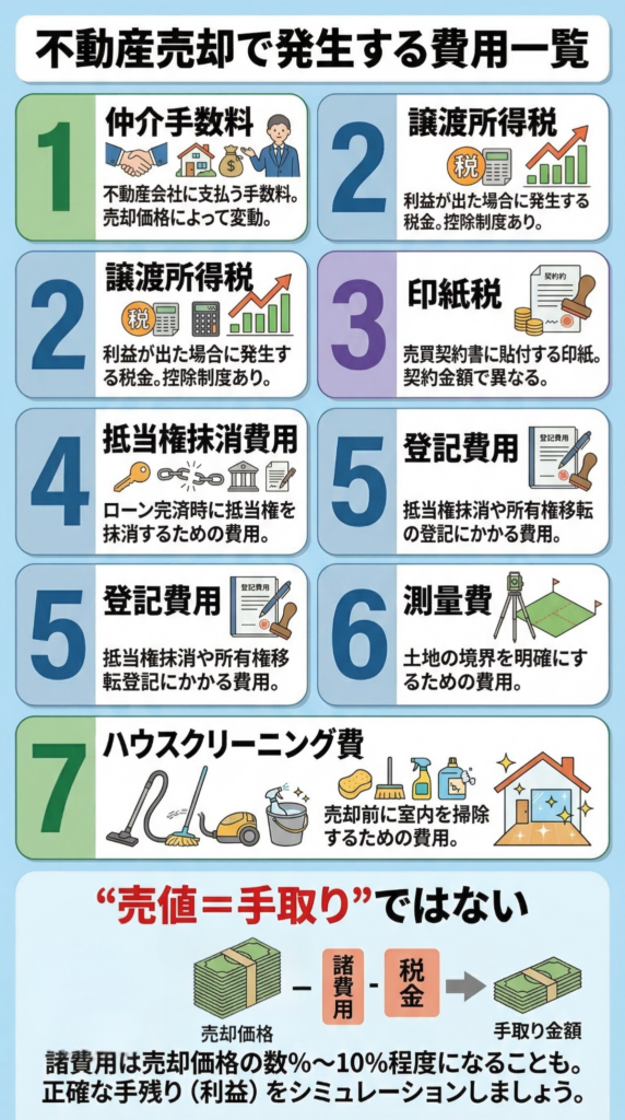 不動産売却で発生する費用一覧